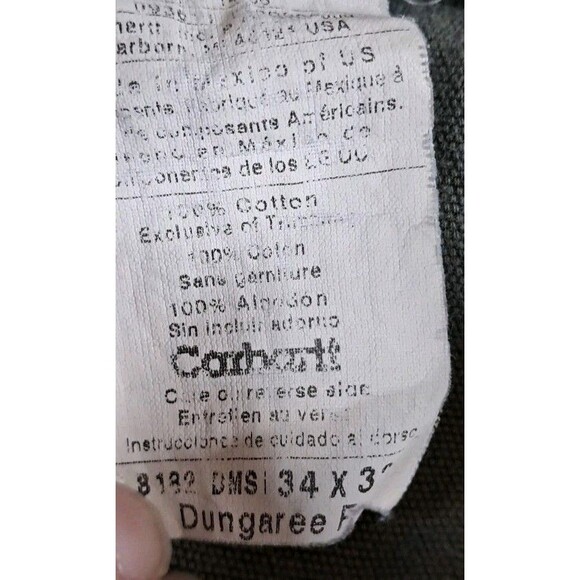 Carhartt Cargo Pants Mens 34x32 GREEN  B182 DMS Dungaree Fit Workwear Utility - Picture 4 of 7